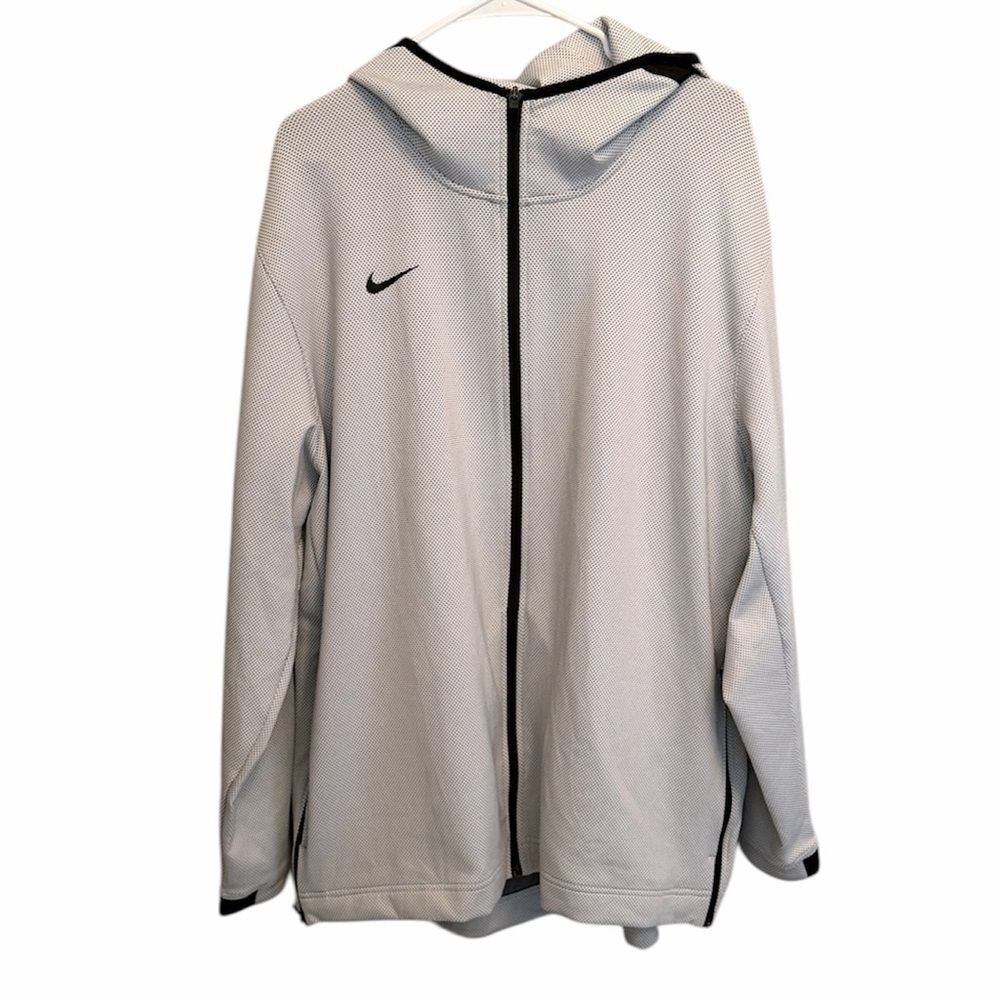 Men’s Nike White Hooded Full-Zip Jacket. Fri-Fit with Black Accents. 3XL
